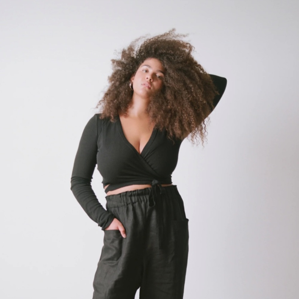 OZMA Black Wrap Top